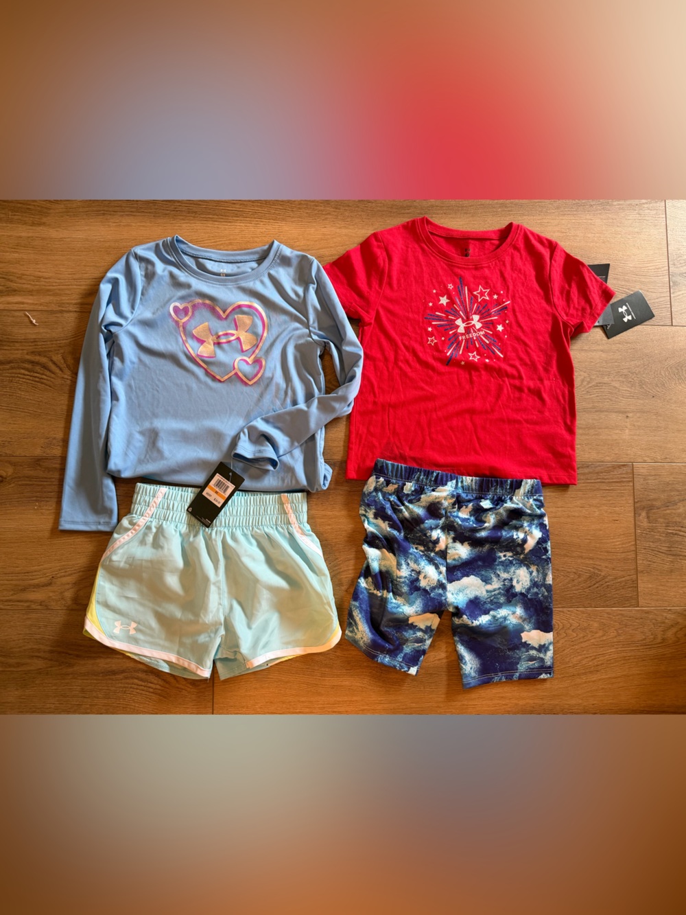 Under Armour Girls Activewear Bundle - Light Blue, Red, Blue Prints